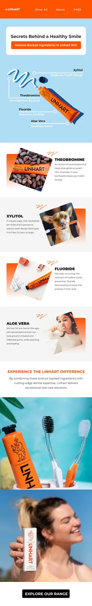 Educational email on the active ingredients in a toothpaste