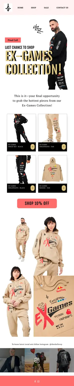 Last chance campaign email for a streetwear collection